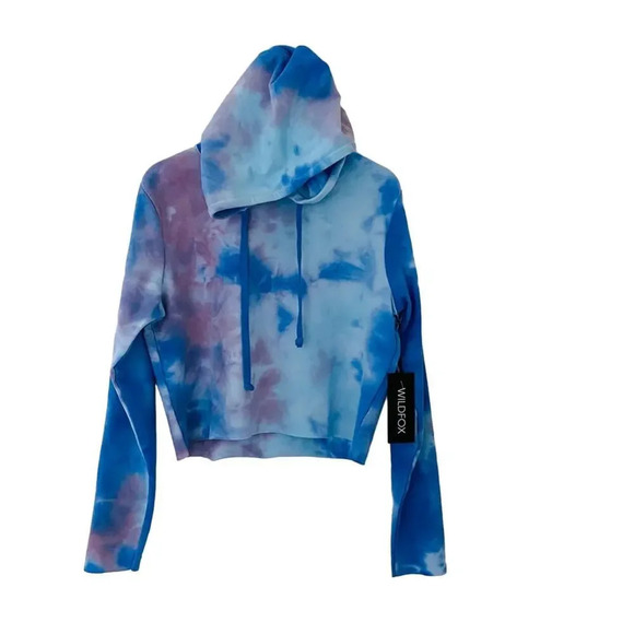NWT Wildfox Painted Sky Ivy Tie Dye Blue Hoodie Pullover - Picture 3 of 8
